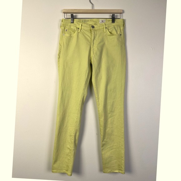 AG Prima Ankle Skinny Leg Jeans Chartreuse Yellow Denim Pants Size 29‎ - Picture 1 of 10